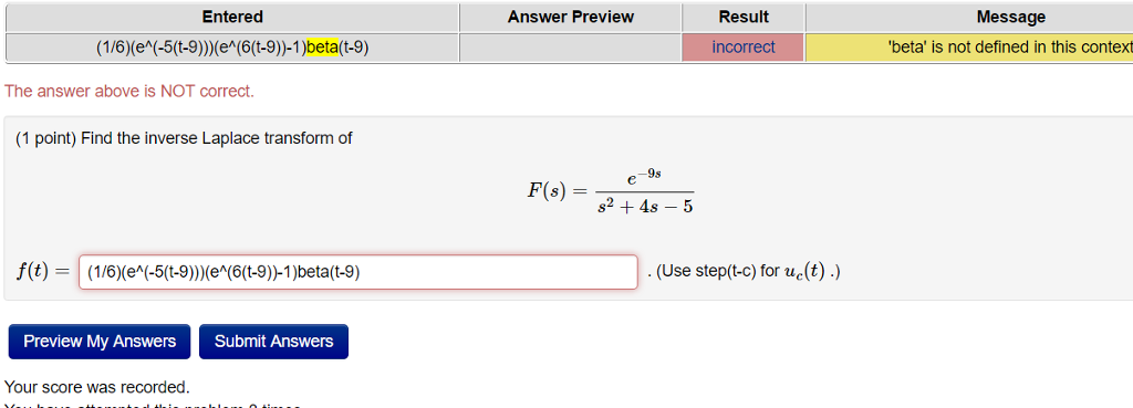 Solved Find The Inverse Laplace Transform Of F S E 9s Chegg Com
