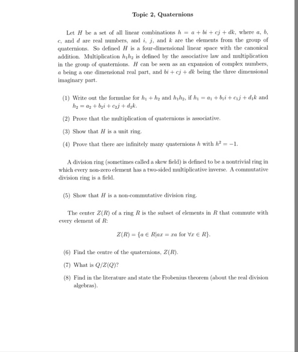 Solved Let H Be A Set Of All Linear Combinations H A Chegg Com