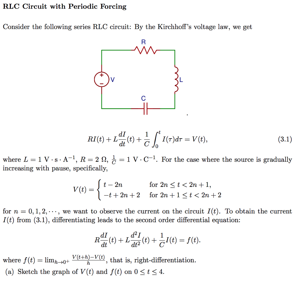 Solved Rlc Circuit With Periodic Forcing Consider The Fol Chegg Com