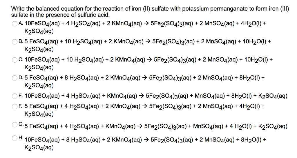 Write The Balanced Equation For The Reaction Of Iron Chegg 