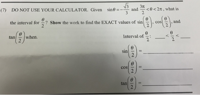 Solved Given Sin Theta Square Root 3 3 And 3 Pi 2 Chegg Com