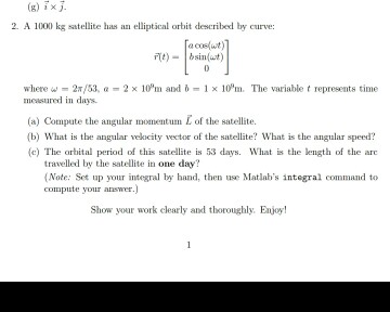 Solved G Ixi 2 A 1000 Kg Satellite Has An Elliptical O Chegg Com