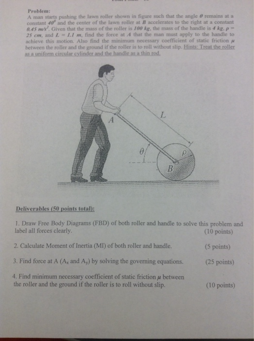 Solved A Man Starts Pushing The Lawn Roller Shown In Figu Chegg Com