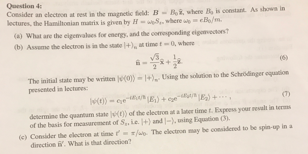 Solved Consider An Electron At Rest In The Magnetic Field Chegg Com