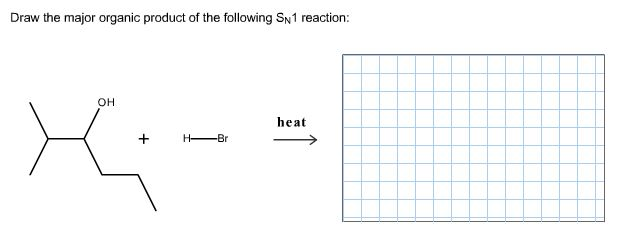 Image for Draw the major organic product of the following SN1 reaction
