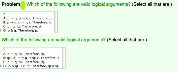 Problem Which Of The Following Are Valid Logical Chegg Com