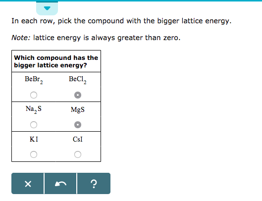 Solved In Each Row, Pick The Compound With The Bigger Lat