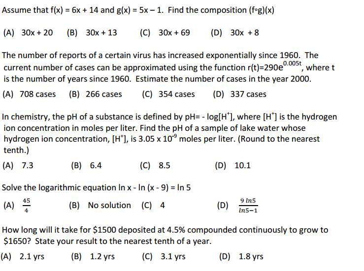 algebra questions