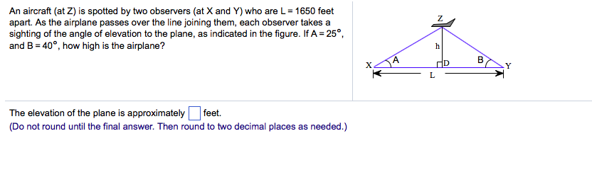 Solved An Aircraft At Z Is Spotted By Two Observers At Chegg Com