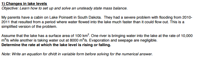 Solved Changes In Lake Levels Objective Learn How To Set