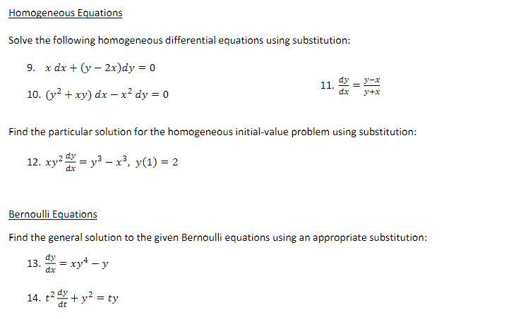 Solve The Following Homogeneous Differential Chegg Com