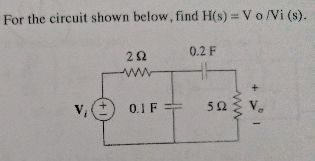 Solved For The Circuit Shown Below Find H S V O Vi Chegg Com