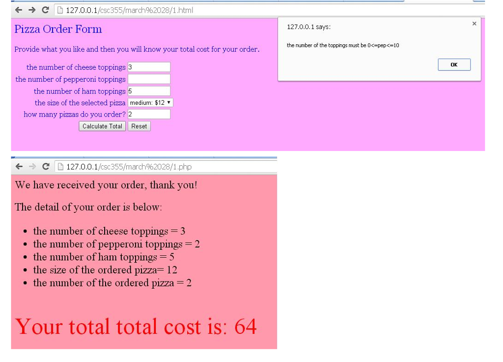 Solved 1 Create A Webpage Having An Order Form A Sample Chegg Com