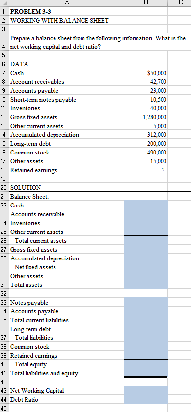 solved prepare a balance sheet from the following informa working capital balance sheet