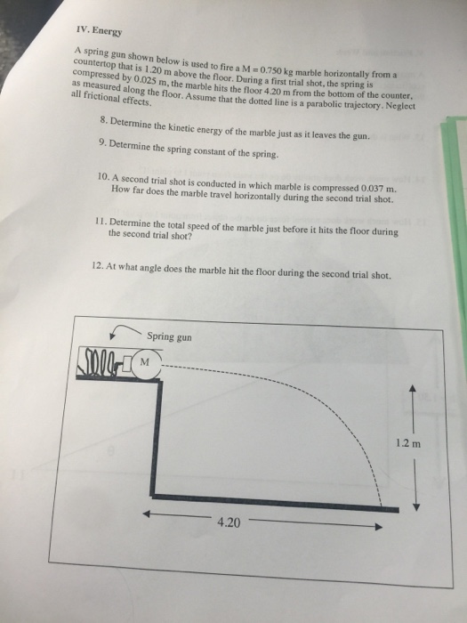 Solved A Spring Gun Shown Below Is Used To Fire A M 0 7