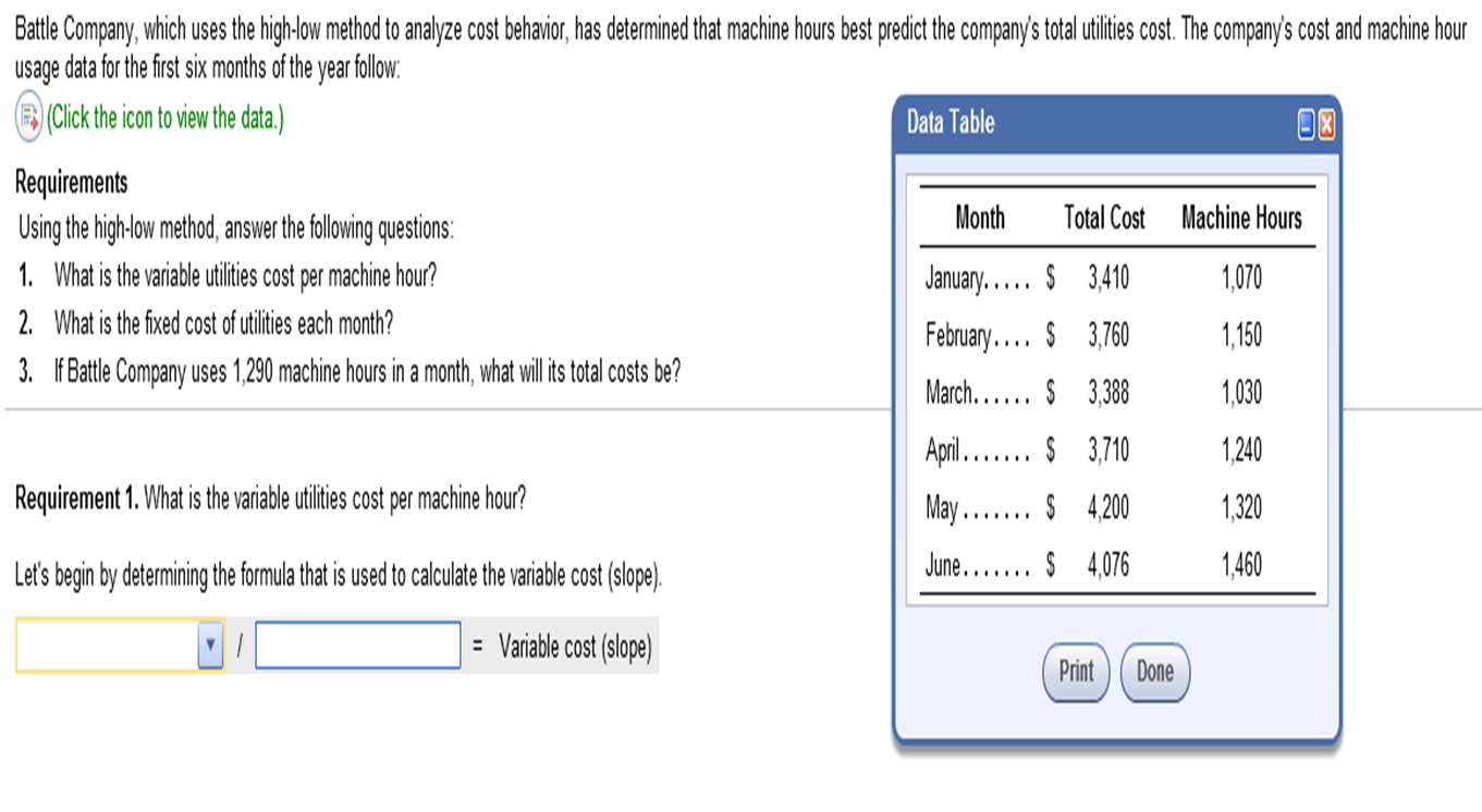 Solved Battle Company Which Uses The High Low Method To Chegg Com