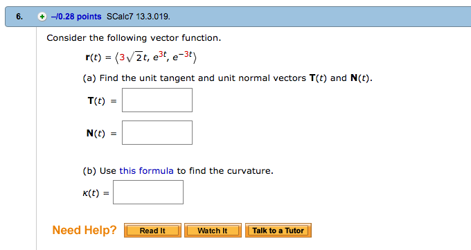 Solved Consider The Following Vector Function R T 3 Chegg Com