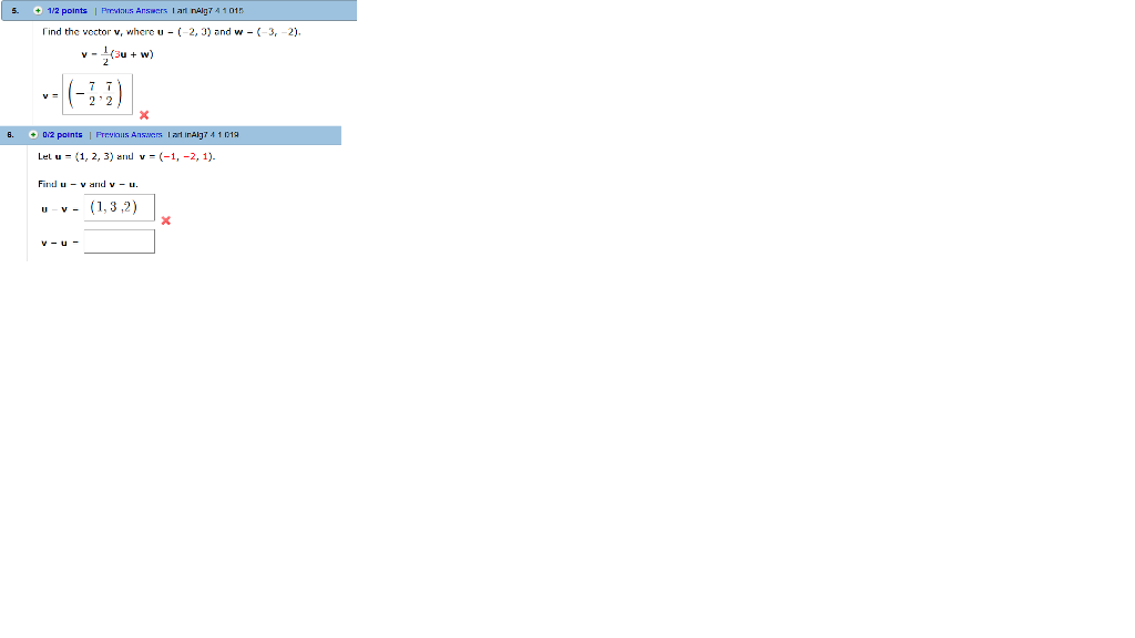 Solved Find The Vector V Where U 2 3 And W 3 2 Chegg Com