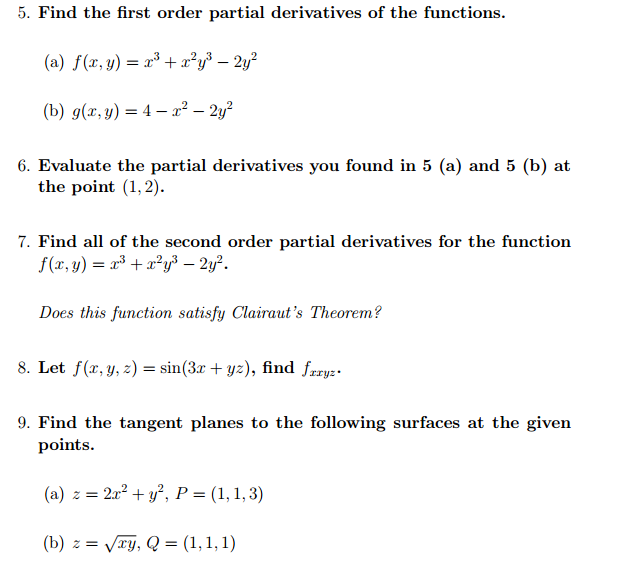 Solved Find The First Order Partial Derivatives Of The Chegg Com