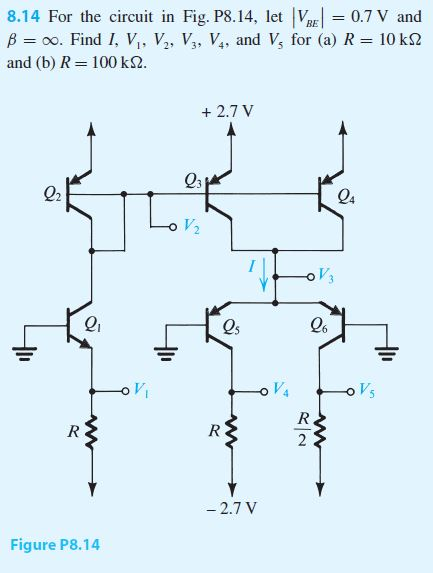 Solved For The Circuit In Fig P8 14 Let Vbe 0 7 V And Chegg Com