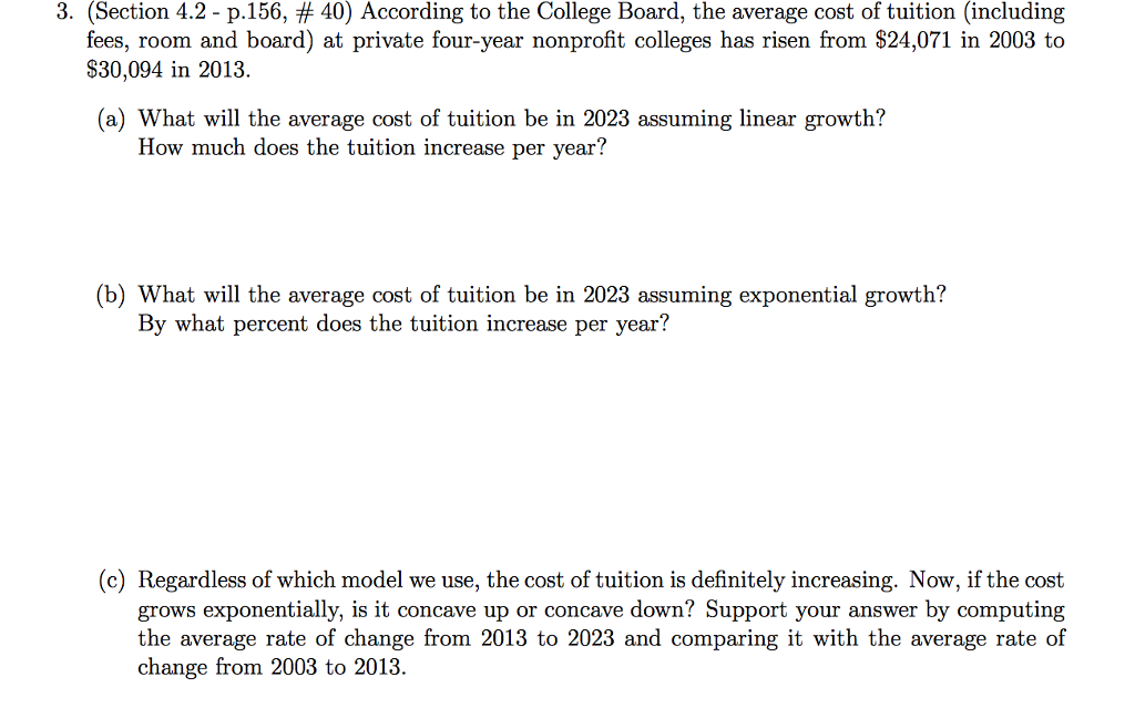 Solved According To The College Board The Average Cost O