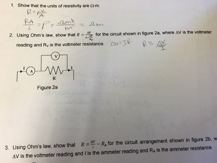 Solved Show That The Units Of Resistivity Are Ohm M R Chegg Com