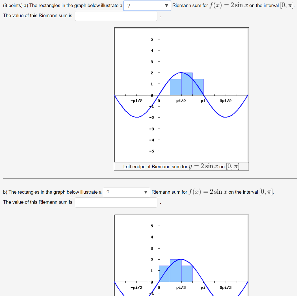 Solved Riemann Sum For F Z 2 Sin R On The Interva Chegg Com