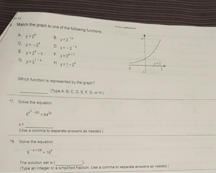 Solved Match The Graph To One Of The Following Functions Y Chegg Com