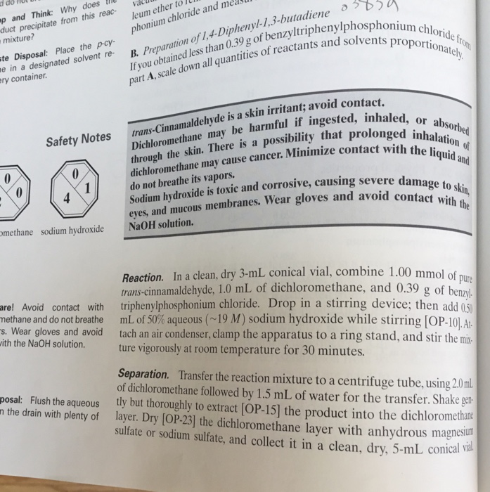 Both steps in the synthesis of e,e 1,4-diphenyl-1,3-butadiene are water sensitive image