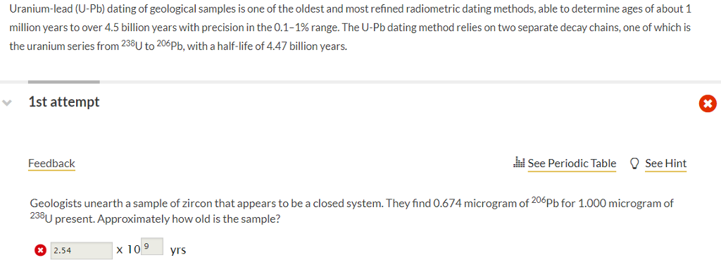 Solved Uranium Lead U Pb Dating Of Geological Samples I Chegg Com