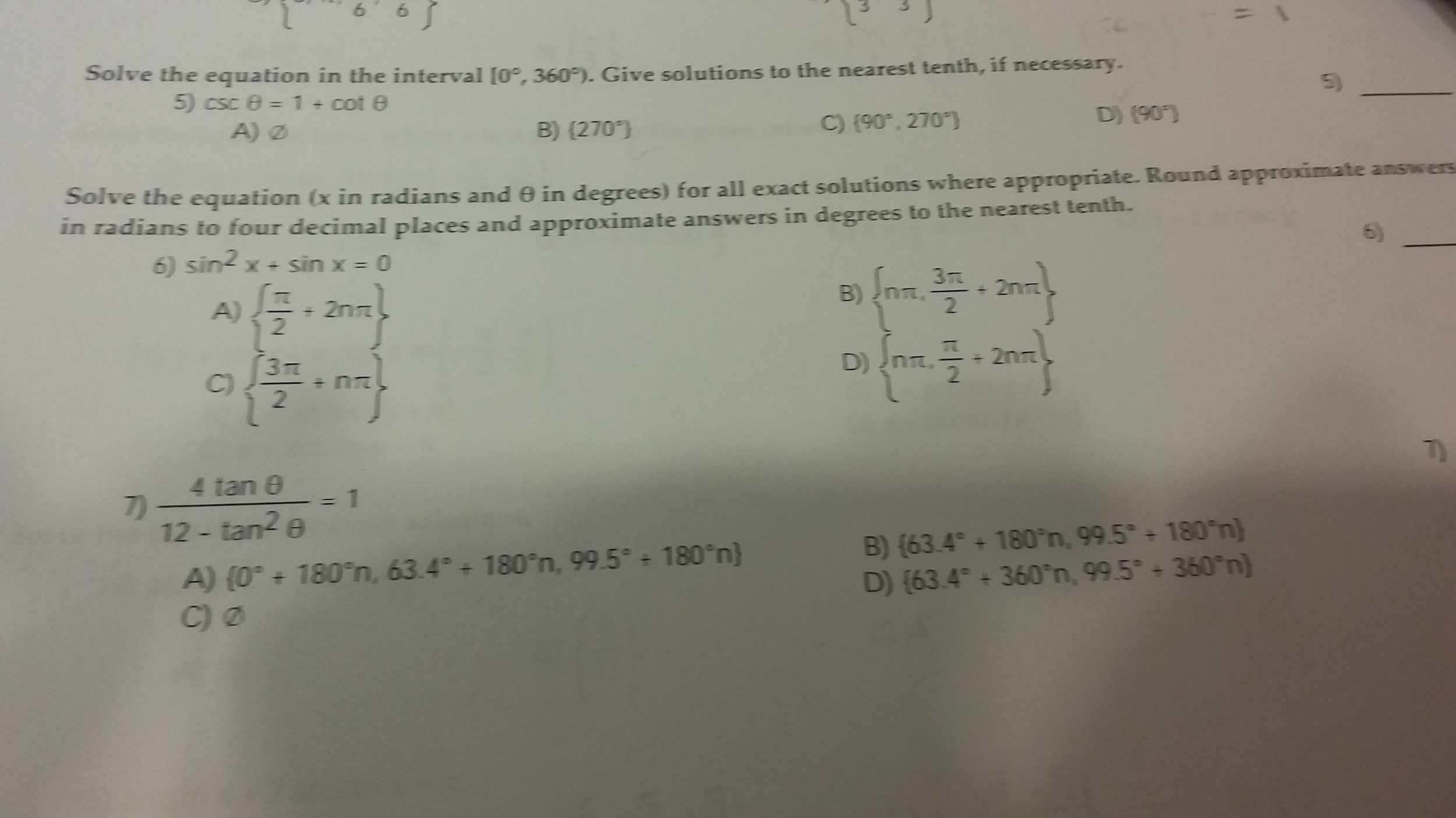 Solved Solve The Equation In The Interval 0 Degree 360 Chegg Com