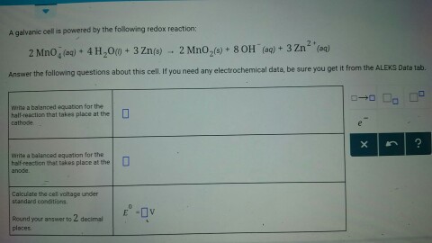 A Galvanic Cell Is Powered The Following Redox Chegg 