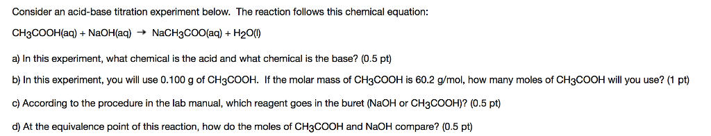 Solved Consider An Acidbase Titration Experiment Below