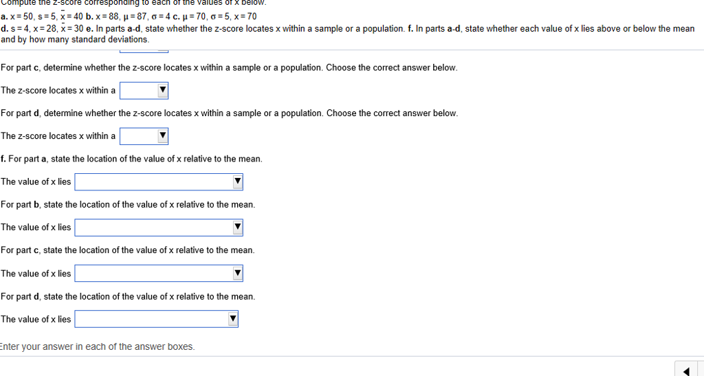 Solved Compute The Z Score Corresponding To Each Of The Chegg Com