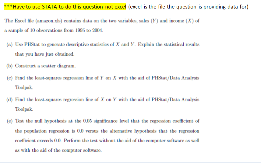 Descriptive Statistics Excel/Stata