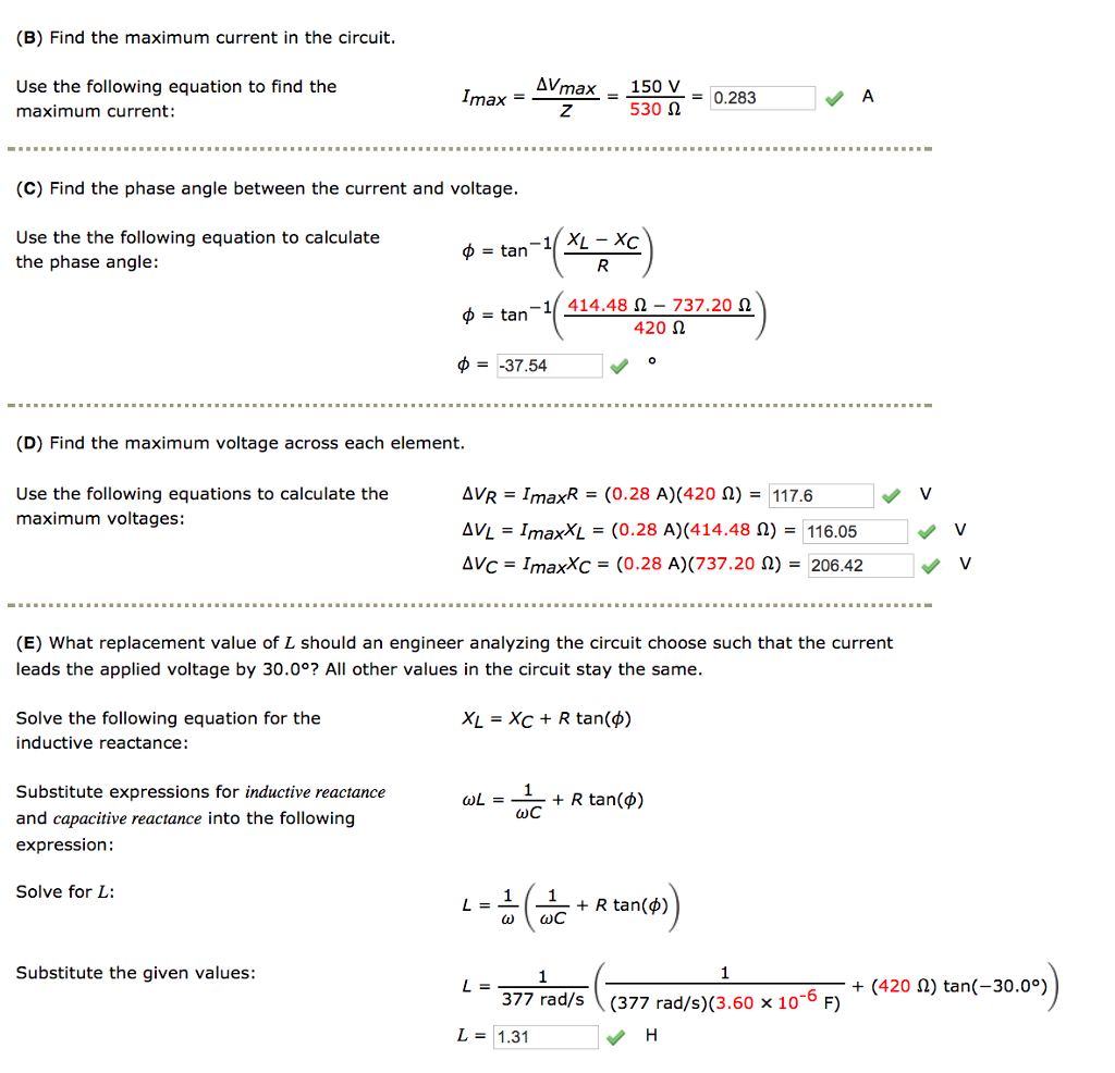 Solved A Series Rlc Circuit Has R 420 W L 1 10 H C Chegg Com