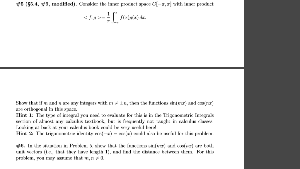 Solved Consider The Inner Product Space C Pi Pi With I Chegg Com