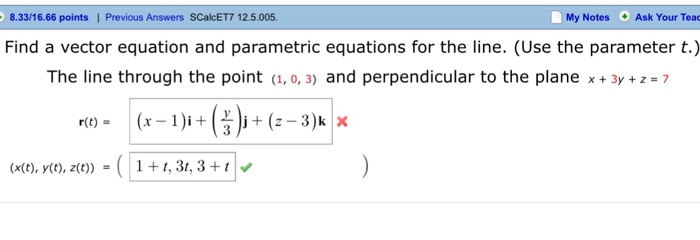 Find the parametric equations for the line through the point