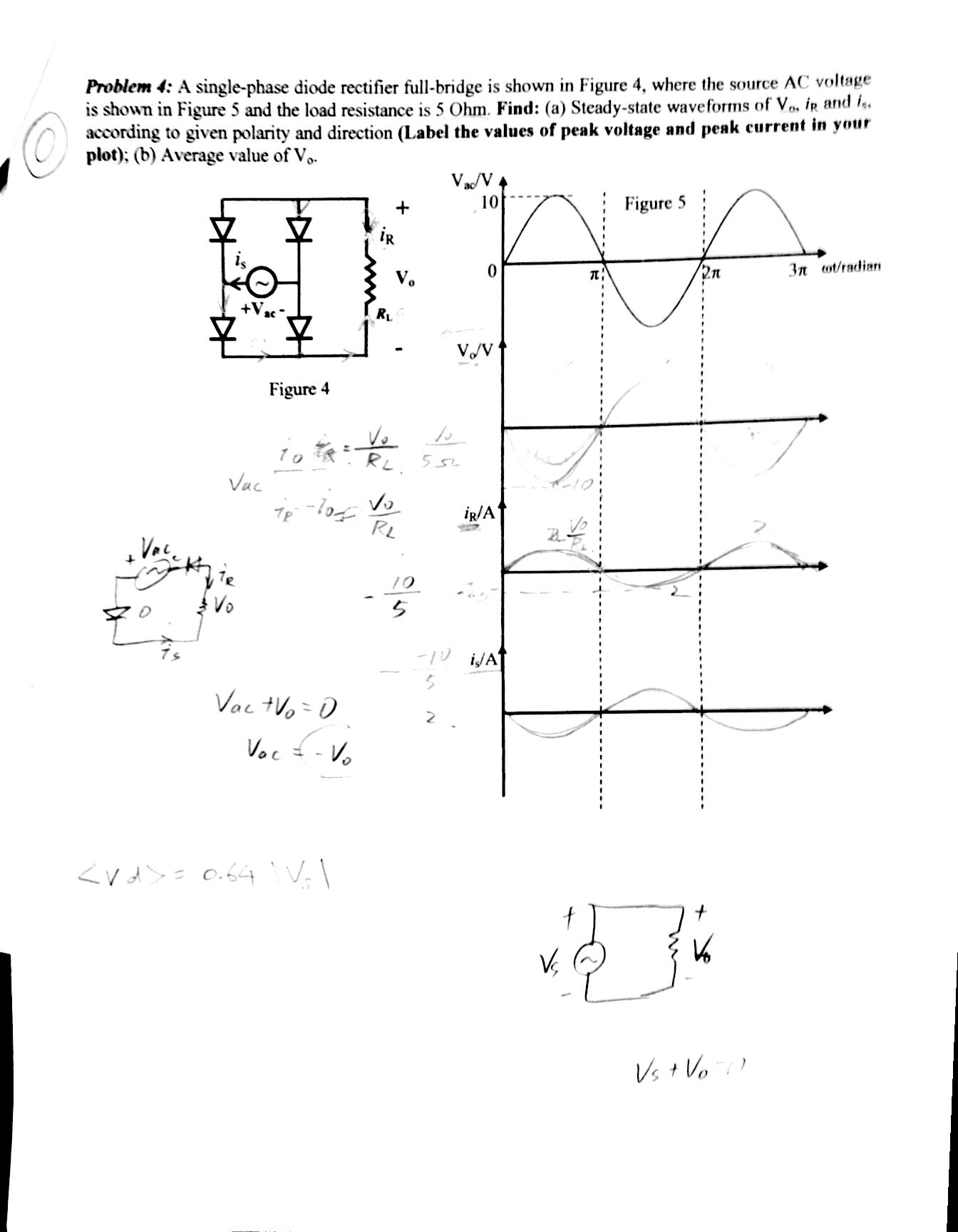 solved a single phase diode rectifier full bridge is show