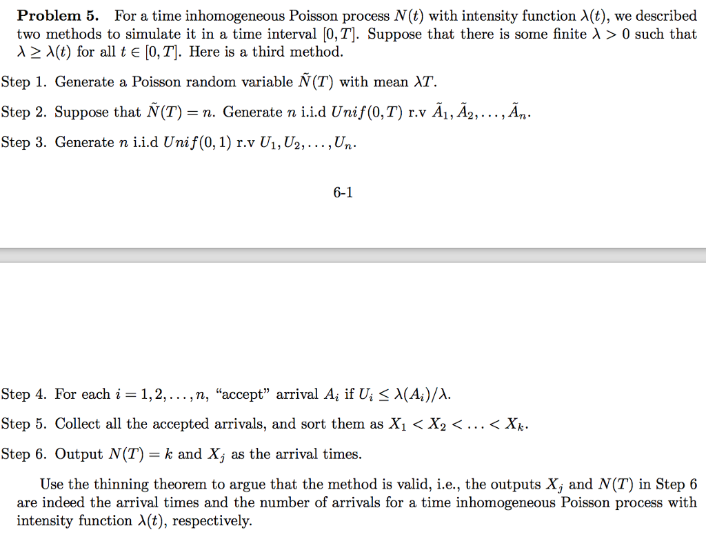 Problem 5 For A Time Inhomogeneous Poisson Proces Chegg Com