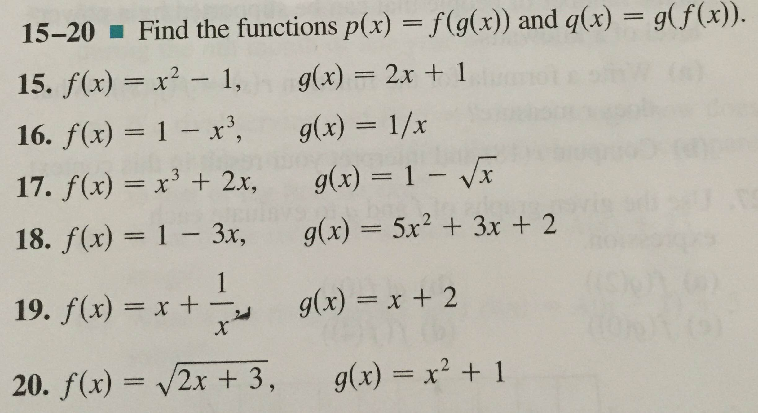Find The Functions P X F G X And Q X G F X Chegg Com