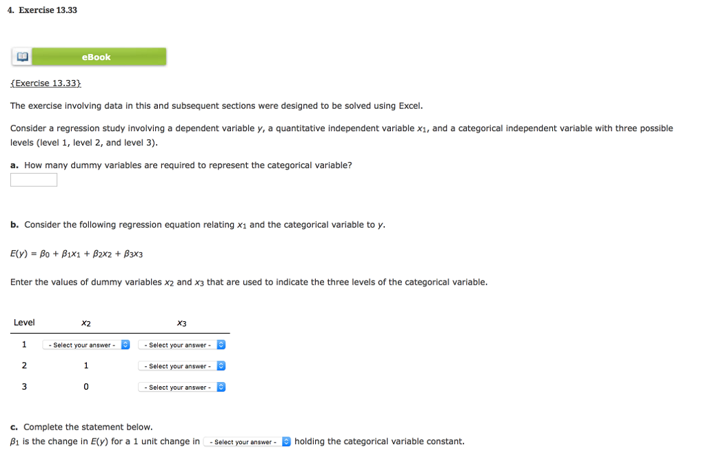 Solved 4 Exercise 13 33 Ebook Exercise 13 33 Excel Chegg Com