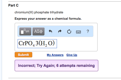 Solved Part A Beryllium Phosphate Trihydrate Express Your Chegg Com