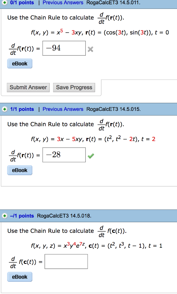 Solved Use The Chain Rule To Calculate D Dt F R T F X Chegg Com