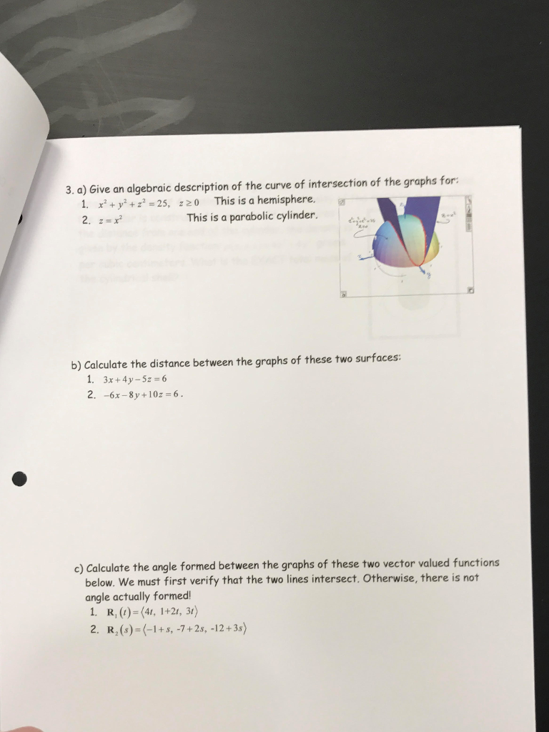 Solved A Give An Description Of The Curve Of Intersection Chegg Com