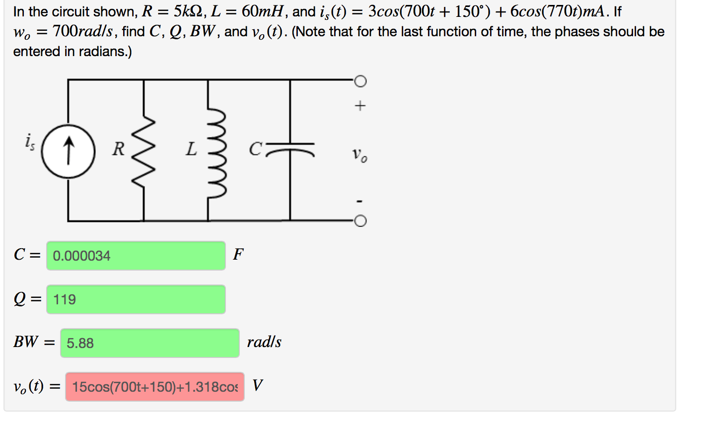 Solved In The Circuit Shown R 5kohm L 60mh And I S Chegg Com