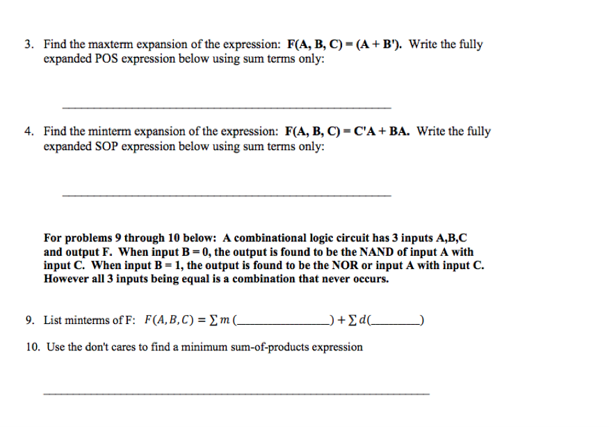 Solved 3 Find The Maxterm Expansion Of The Expression F Chegg Com