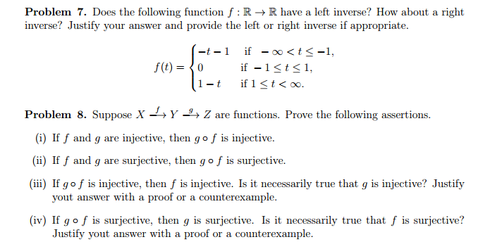 Solved Problem 7 Does The Following Function F R R H Chegg Com