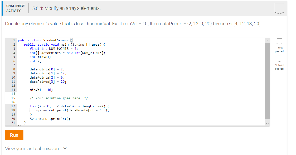 Solved 564 Modify An Arrays Elements Activity Double