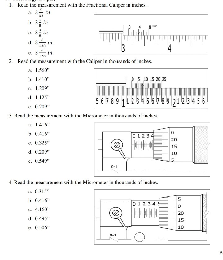 how to read a caliper in inches